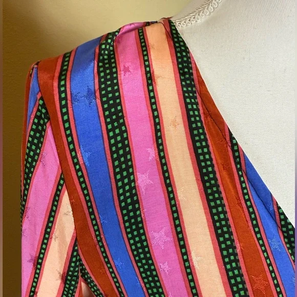 NWT Topshop cropped Multicolor Tie-Front Blouse with flare sleeves size … - Picture 3 of 12